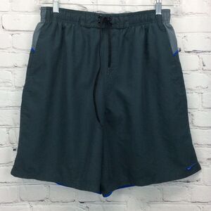 Nike Men’s Swim Trunks Size L Gray/Blue Mesh Lined Athleisure Cruise Beach Pool